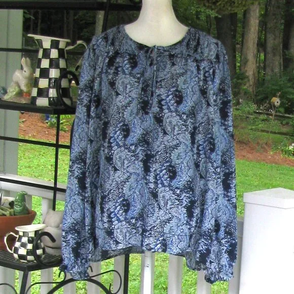 JOIE long sleeve tassel peasant top shirt blouse polyester soft luxury style - Picture 2 of 9